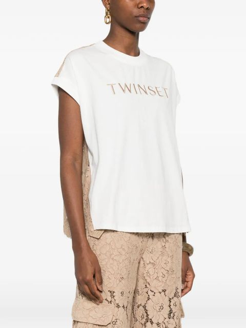 TWINSET lace-back logo-embroidery T-shirt - White - zdjęcie produktu nr 2