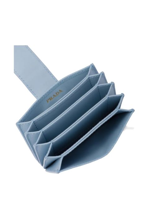 Prada Saffiano and smooth leather card holder - Blue