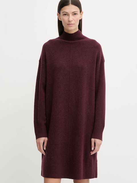 Marc O'Polo sukienka z dodatkiem wełny kolor bordowy mini oversize 5000007471 - zdjęcie produktu nr 1