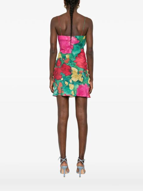 Balmain floral-print cowl-neck mini dress - Green