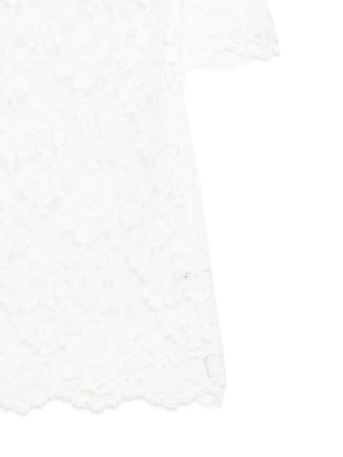 Rowen Rose lace collar polo shirt - White