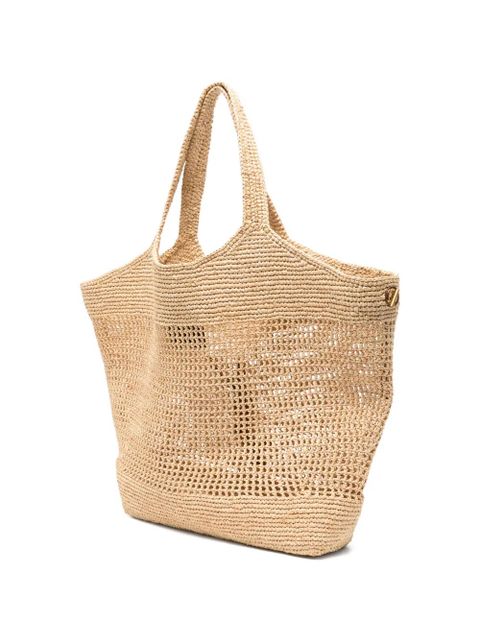 Saint Laurent Icare Cassandre raffia tote bag - Neutrals