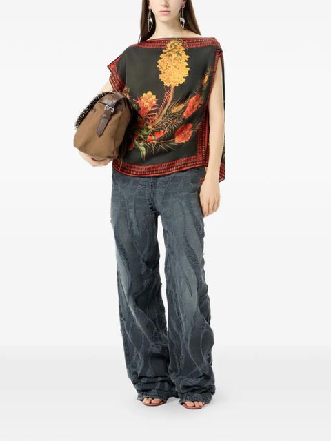 Blumarine twill floral print top - Black - zdjęcie produktu nr 2