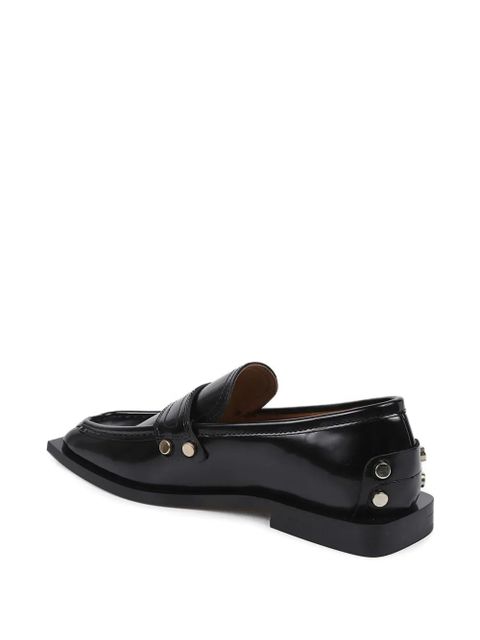 GANNI studs square-toe loafers - Black