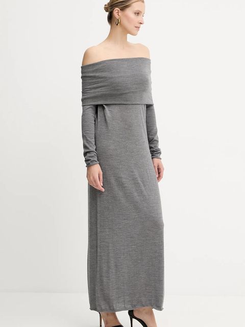 Liviana Conti sukienka wełniana kolor szary maxi prosta F5WA47