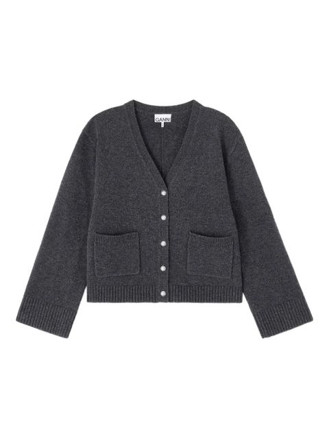 GANNI pocket button-fastening cardigan - Grey - zdjęcie produktu nr 1