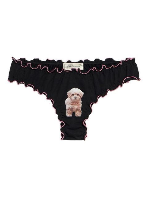 Blumarine ruffled puppy-print briefs - Black - zdjęcie produktu nr 1