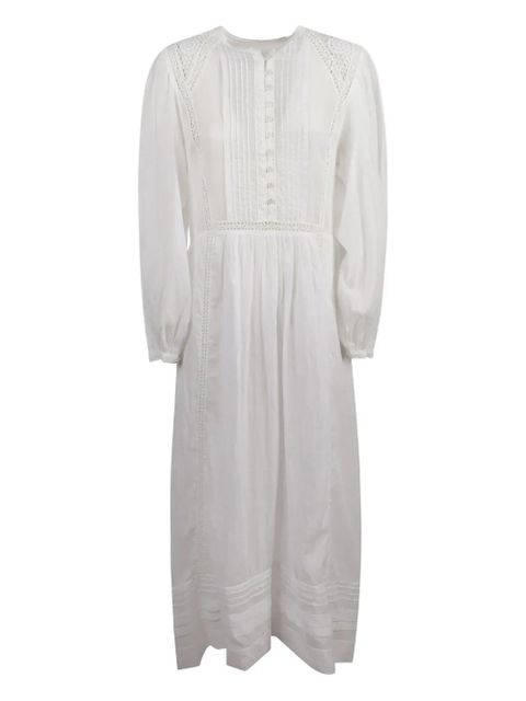 MARANT ÉTOILE pleated lace-inserts day dress - White