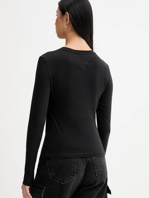 Tommy Jeans longsleeve bawełniany kolor czarny DW0DW21844