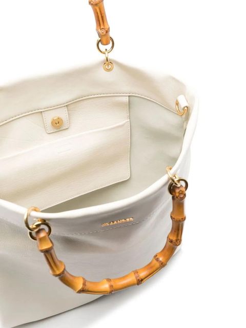 Jil Sander bamboo-handle leather tote bag - Neutrals