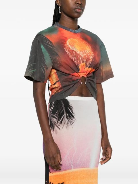 Rabanne ring fireworks-print T-shirt - Orange