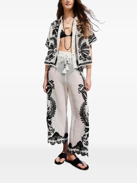 FARM Rio drawstring floral trousers - White - zdjęcie produktu nr 2