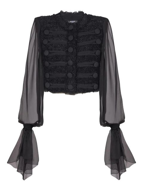 Balmain chiffon-sleeve tweed jacket - Black - zdjęcie produktu nr 1