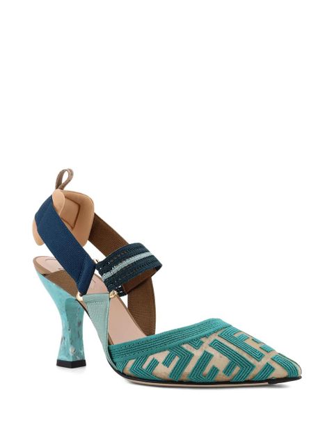 FENDI Colibrì logo-print straps pumps - Blue