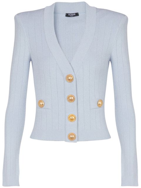 Balmain engraved-button cardigan - Blue - zdjęcie produktu nr 1