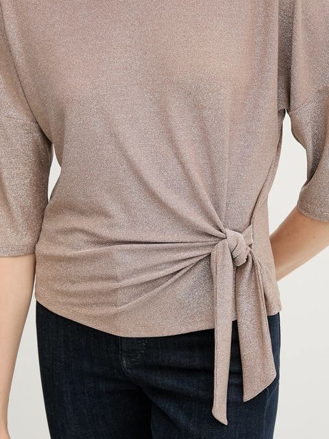 OUI bluzka damska kolor beżowy gładka 93869