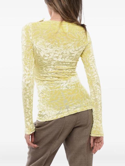 Jil Sander flocked floral top - Yellow