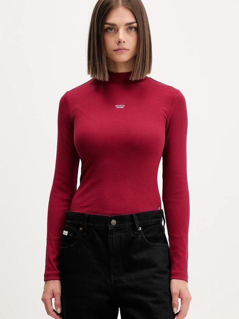 Guess Jeans longsleeve kolor bordowy z półgolfem W5BP23 KA0H1 - zdjęcie produktu nr 1