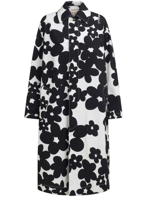 Marni floral-print coat - Black
