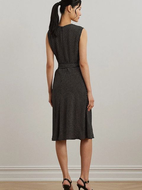 Lauren Ralph Lauren sukienka kolor czarny midi rozkloszowana 200973379