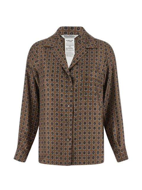 Max Mara open front printed silk shirt - Brown - zdjęcie produktu nr 1