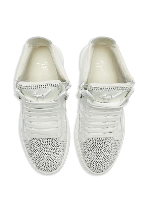 Giuseppe Zanotti crystal-embellished high-top sneakers - White