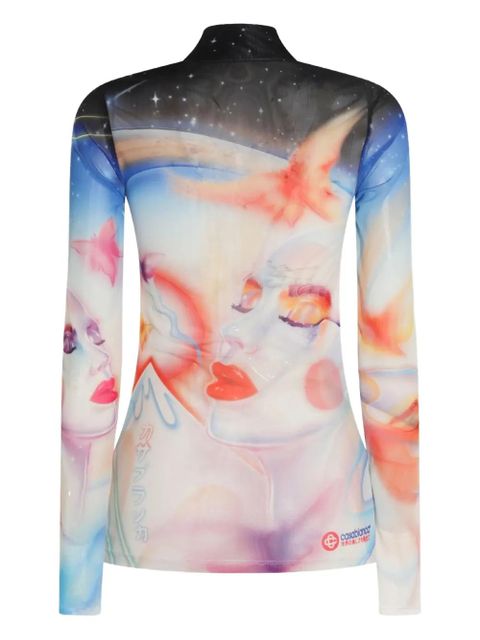 Casablanca graphic-print long-sleeve top - White