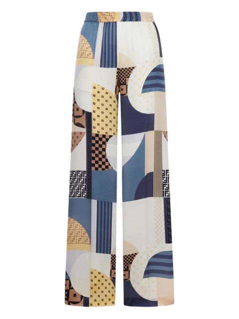 FENDI geometric-print wide-leg trousers - White - zdjęcie produktu nr 1