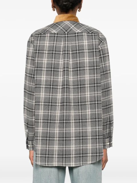 Miu Miu checked-pattern chest-pocket shirt - Grey
