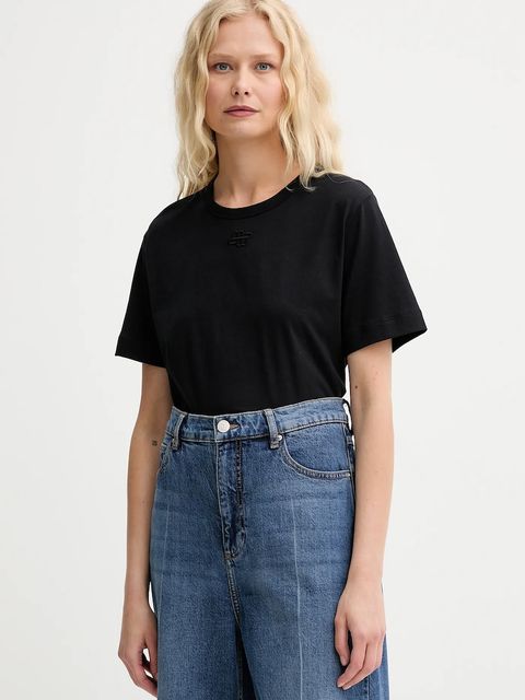 MUNTHE t-shirt bawełniany TYLIE damski kolor czarny 252110625260 - zdjęcie produktu nr 1