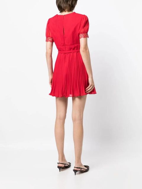 Self-Portrait lace-trim A-line minidress - Red