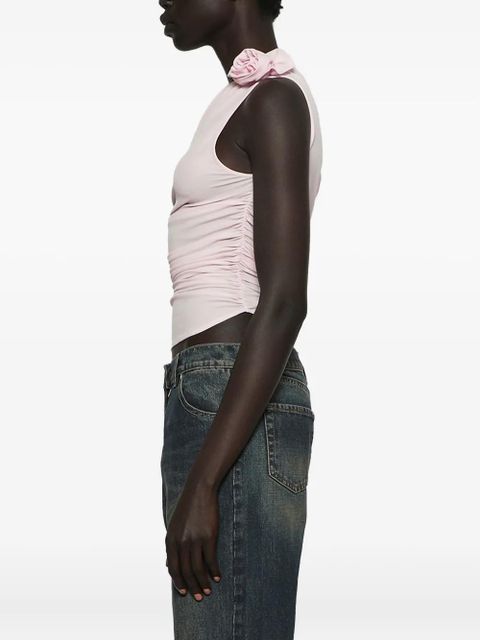 Magda Butrym rose-embellished one-shoulder top - Pink