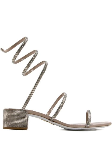 René Caovilla 40mm Cleo crystal-embellishment block-heel sandals - Silver - zdjęcie produktu nr 1