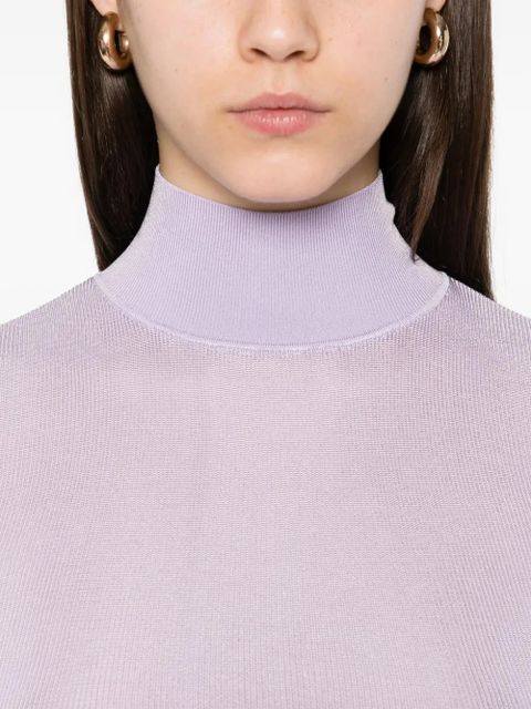 Self-Portrait high-neck top - Purple
