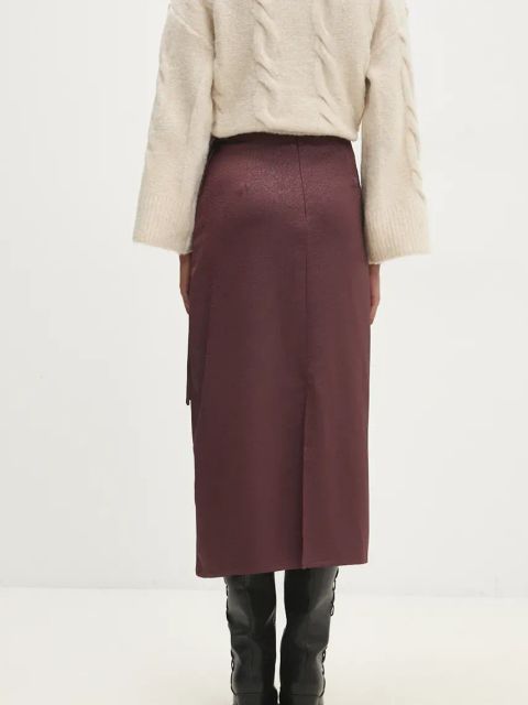 Answear.LAB spódnica kolor bordowy midi prosta