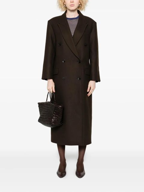 SANDRO buttoned double-breasted coat - Brown