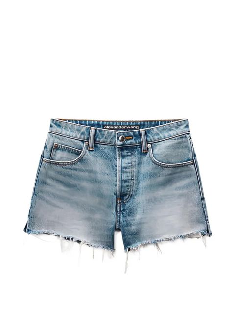 Alexander Wang distressed logo-pocket cotton mini shorts - Blue - zdjęcie produktu nr 1