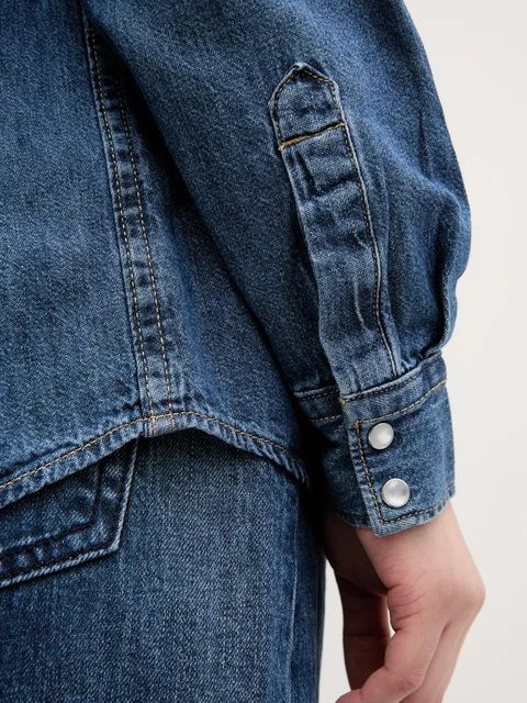 United Colors of Benetton koszula jeansowa damska kolor niebieski regular z kołnierzykiem klasycznym