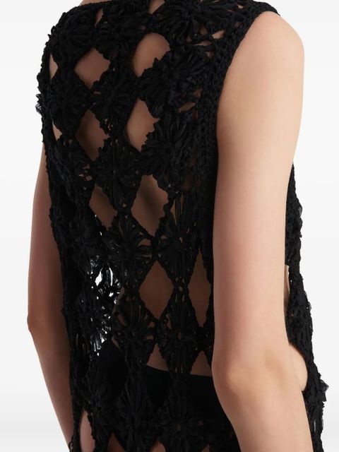 KHAITE floral-detail openwork maxi dress - Black