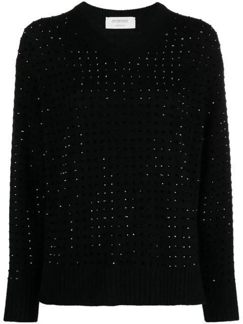 Sportmax rhinestone-embellished fine-knit jumper - Black - zdjęcie produktu nr 1