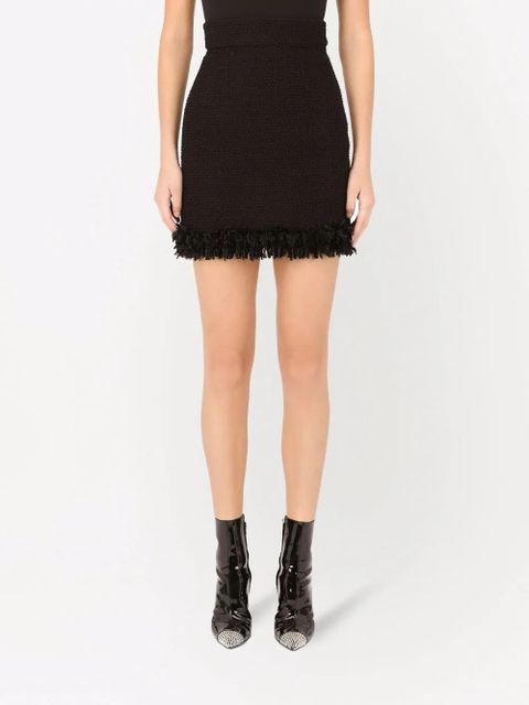 Dolce & Gabbana frayed bouclé miniskirt - Black