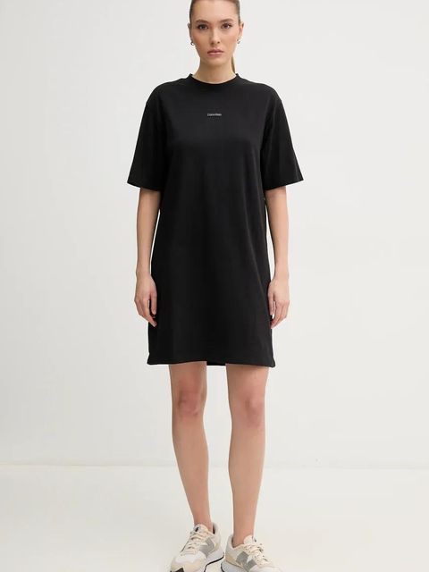Calvin Klein Jeans sukienka bawełniana kolor czarny mini oversize J20J225289