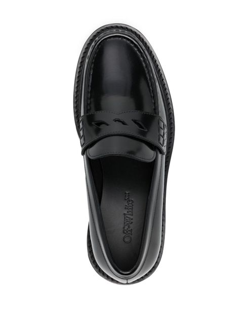 Off-White Diag-stripe leather loafers - Black
