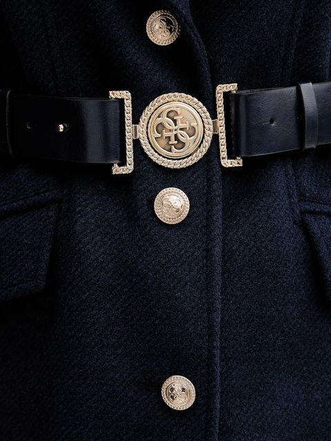 Guess płaszcz z domieszką wełny NEW PATRICE kolor granatowy W5BL25 W2672