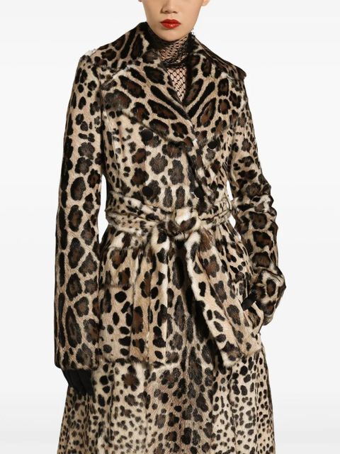 Dolce & Gabbana leopard-print trench coat - Neutrals