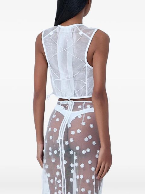 Cecilie Bahnsen flower-detail gilet - White