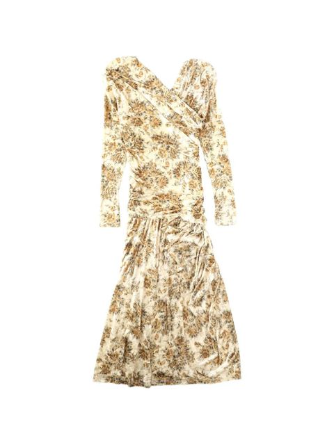 GANNI floral-print long-sleeved dress - Neutrals - zdjęcie produktu nr 1