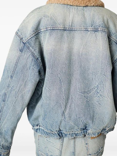 Miu Miu shearling-collar denim jacket - Blue