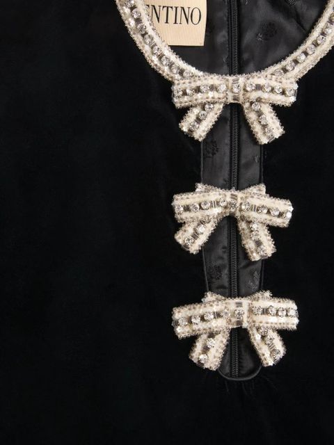 Valentino Garavani embroidered-bows feather mini dress - Black