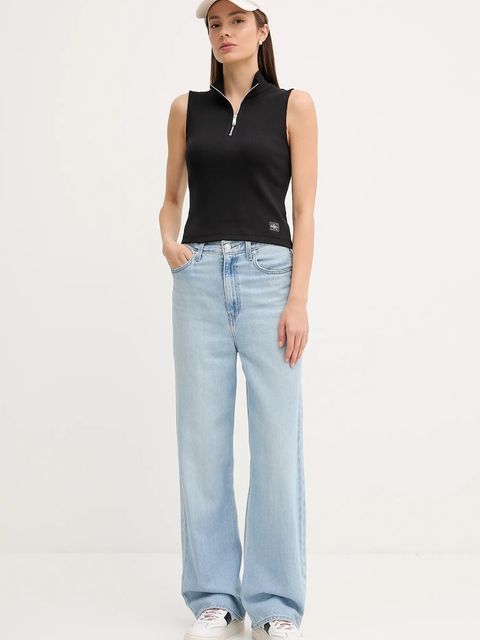 Calvin Klein Jeans top kolor czarny z półgolfem LV047C909G